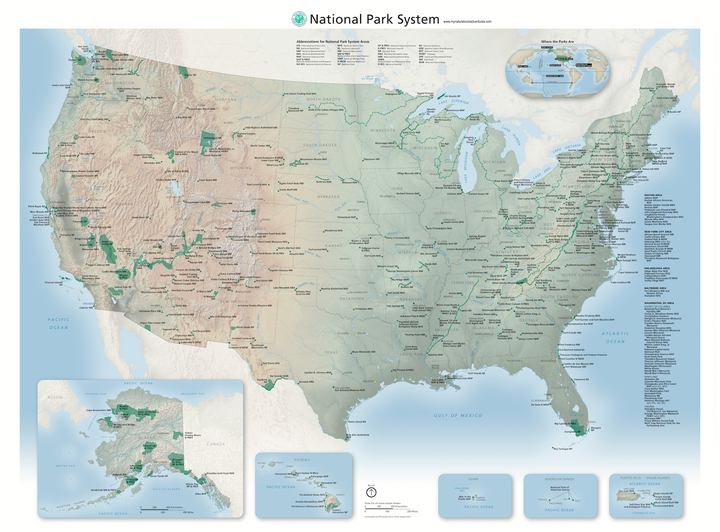 National Parks Detailed Map