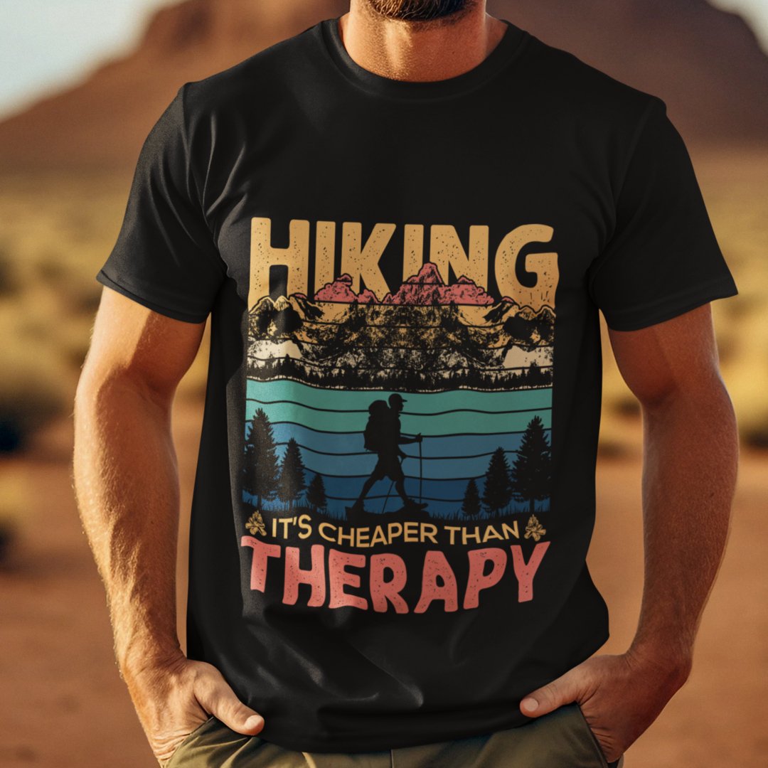 Hiking - It's Cheaper Than Therapy T-shirt - My Nature Book Adventures