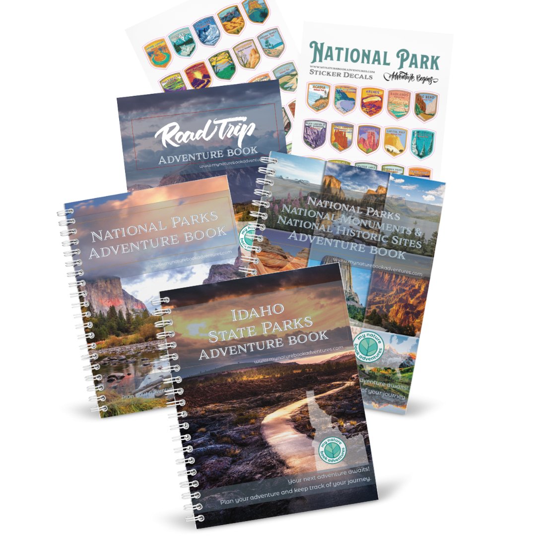 Idaho State Park Adventure Book + National Park + National Parks, National Monuments, and National Historic Sites Combo + 63 Decals + Road Trip Adventure Book - My Nature Book Adventures