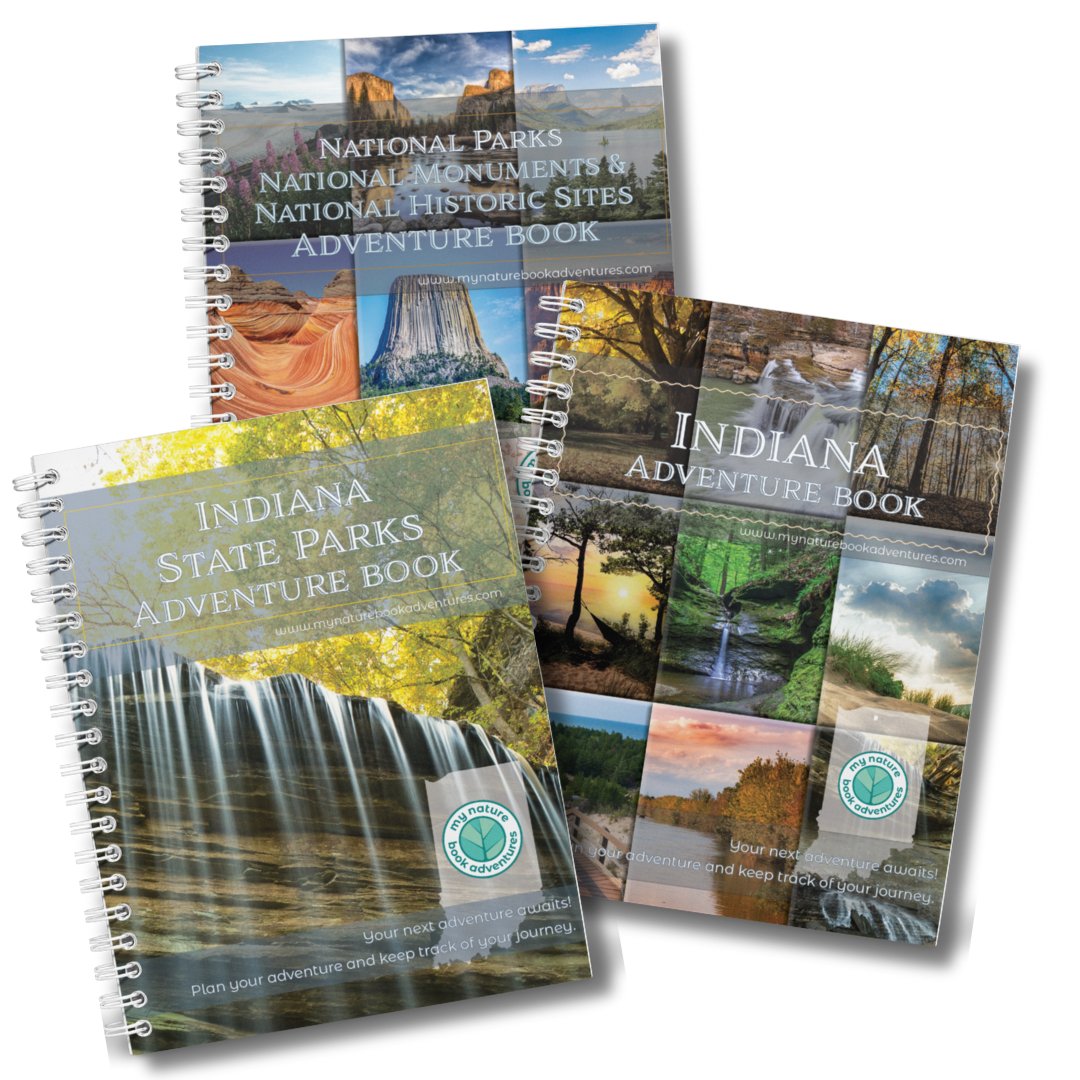 Indiana State Parks Adventure Book + NEW Indiana Adventure Book + National Parks, National Monuments, and National Historic Sites Combo - My Nature Book Adventures