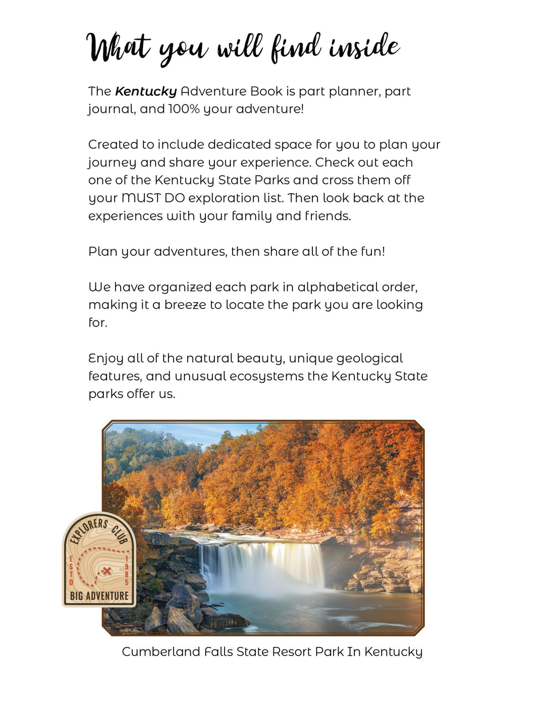 Kentucky State Parks - Adventure Planning Journal - My Nature Book Adventures