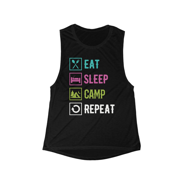 Light and Airy Muscle Tee - Eat, Sleep, Camp, Repeat - My Nature Book Adventures