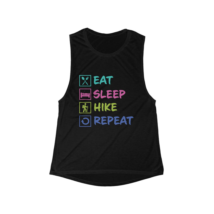 Light and Airy Muscle Tee - Eat, Sleep, Hike, Repeat - My Nature Book Adventures