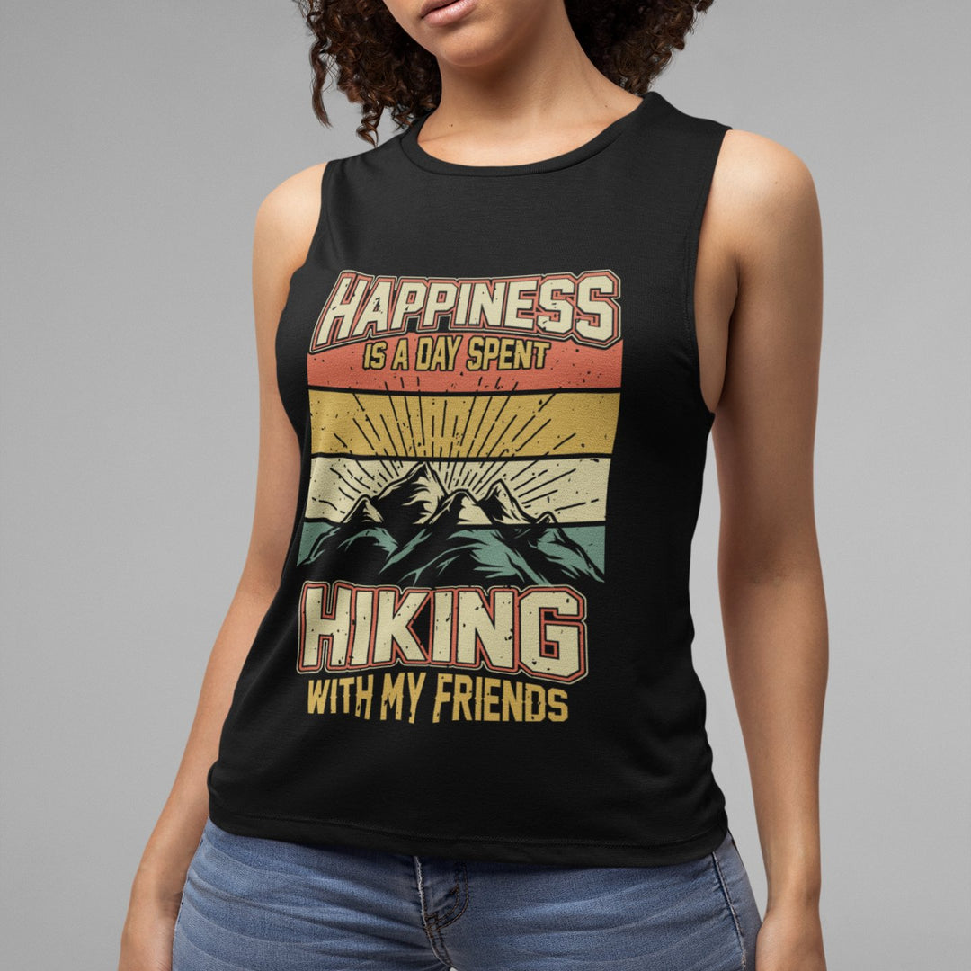Light and Airy Muscle Tee - Happiness is a Day Spent Hiking With My Friends - My Nature Book Adventures