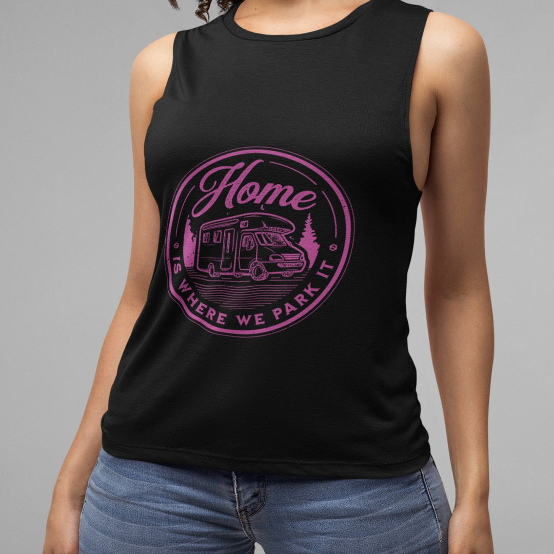 Light and Airy Muscle Tee - Home is Where We Park It - My Nature Book Adventures