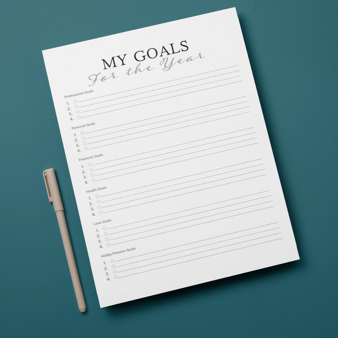 My Goals For the Year - Planner Journal Page - Digital Download - My Nature Book Adventures