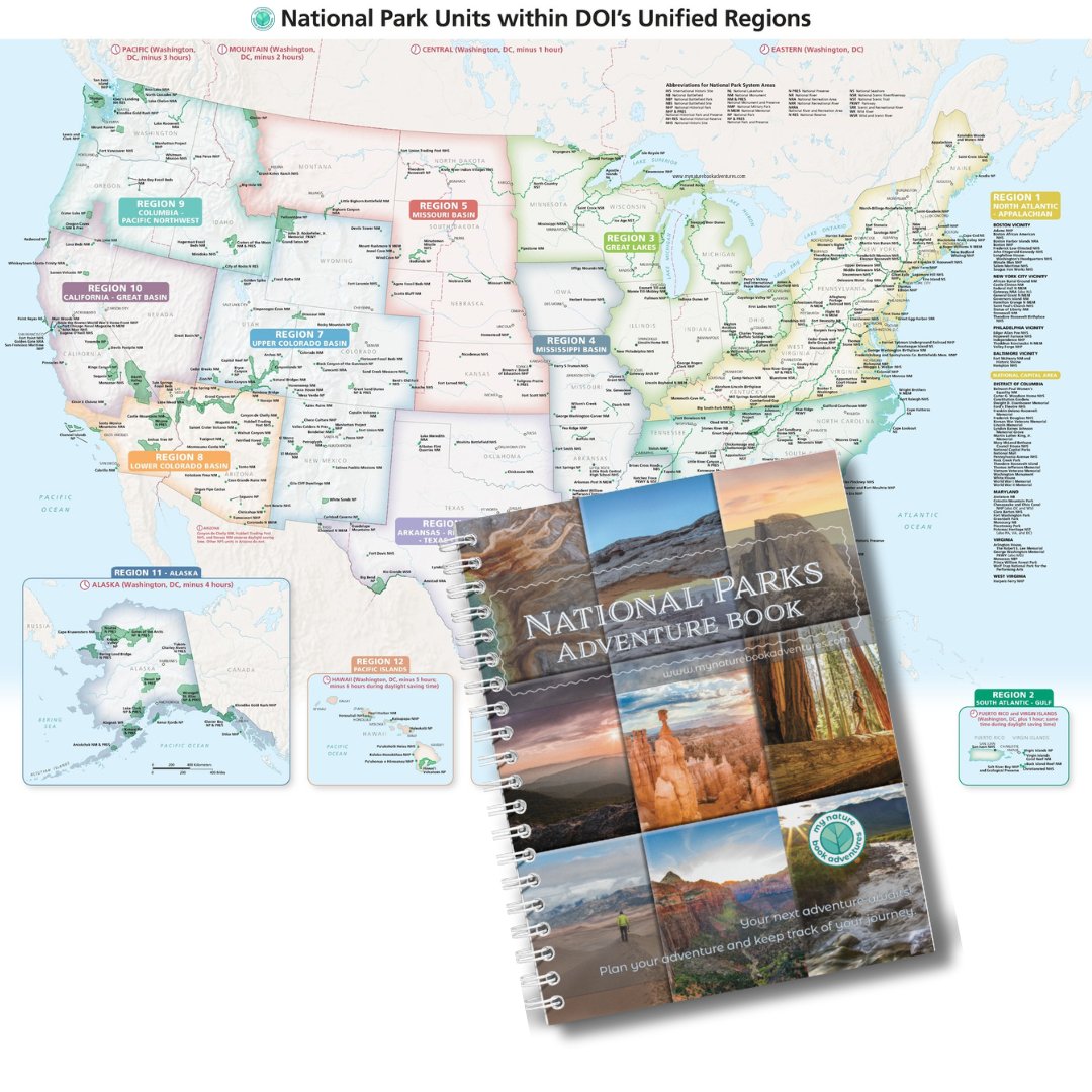 National Park Adventure Planning Journal + 24x36 Detailed National Park 2 Sided - Folded Map Combo - My Nature Book Adventures