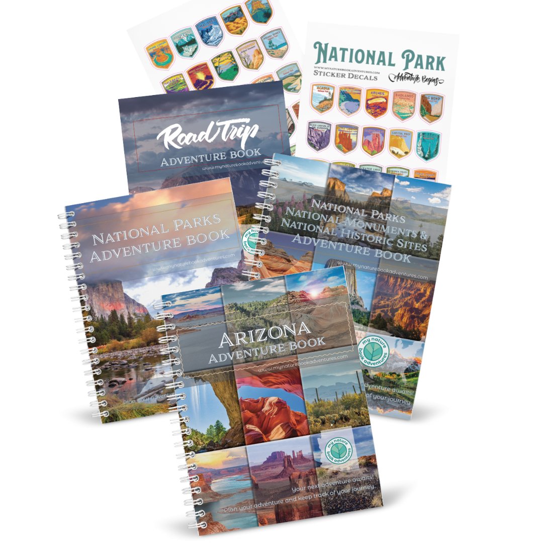 NEW Arizona Adventure Book + National Park + National Parks, National Monuments, and National Historic Sites Combo + 63 Decals + Road Trip Adventure Book - My Nature Book Adventures