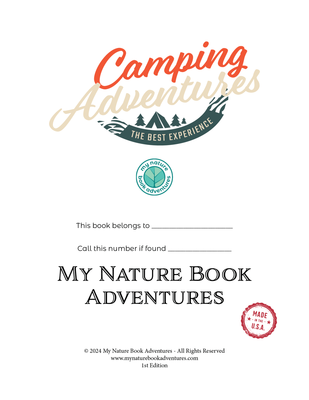 NEW - Camping Adventure Book - My Nature Book Adventures