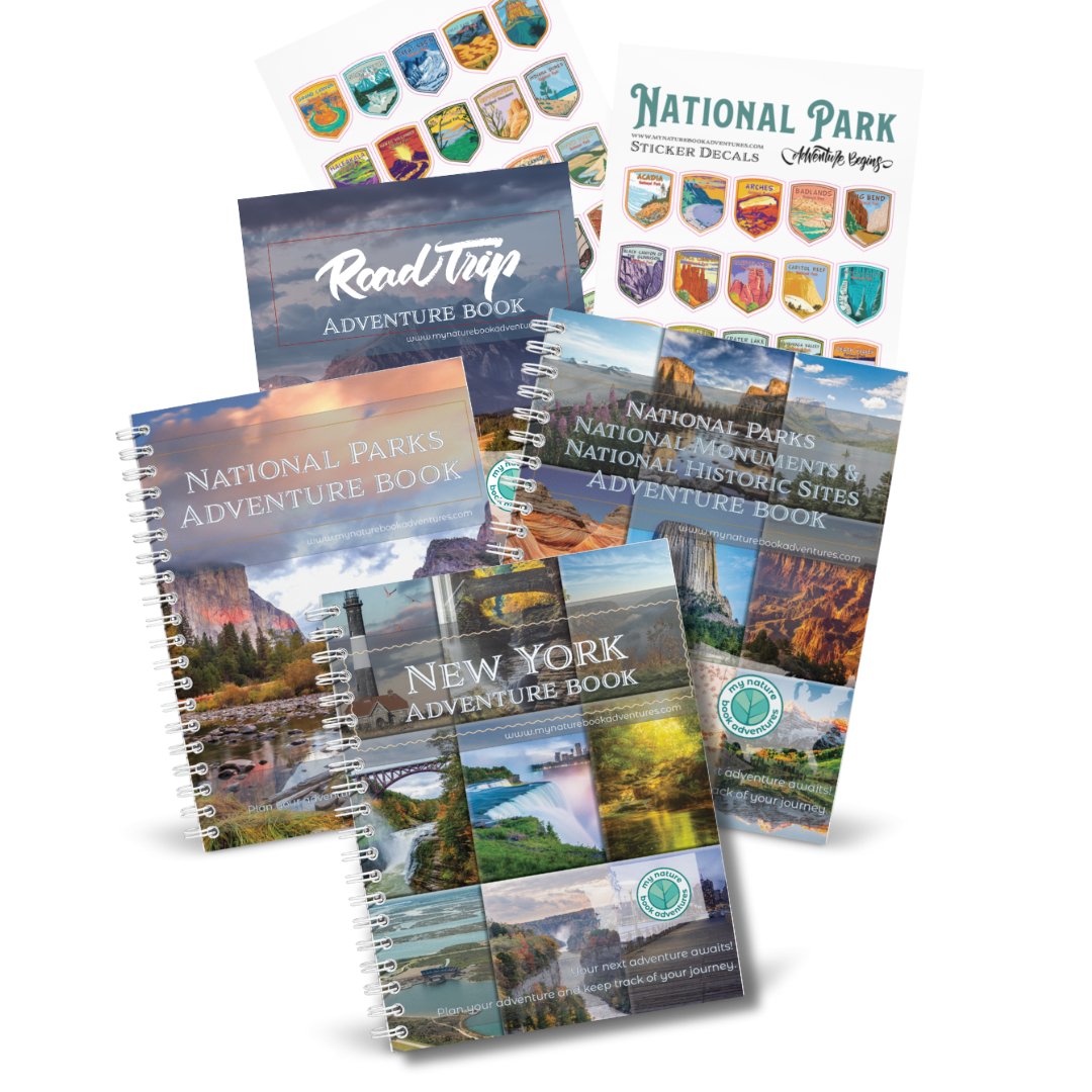 NEW New York Adventure Book + National Park + National Parks, National Monuments, and National Historic Sites Combo + 63 Decals + Road Trip Adventure Book - My Nature Book Adventures