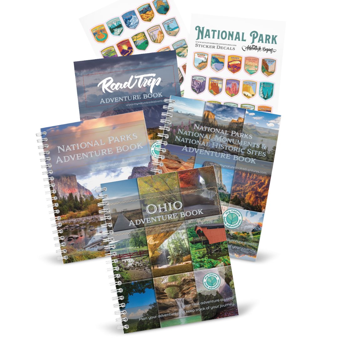 NEW Ohio Adventure Book + National Park + National Parks, National Monuments, and National Historic Sites Combo + 63 Decals + Road Trip Adventure Book - My Nature Book Adventures