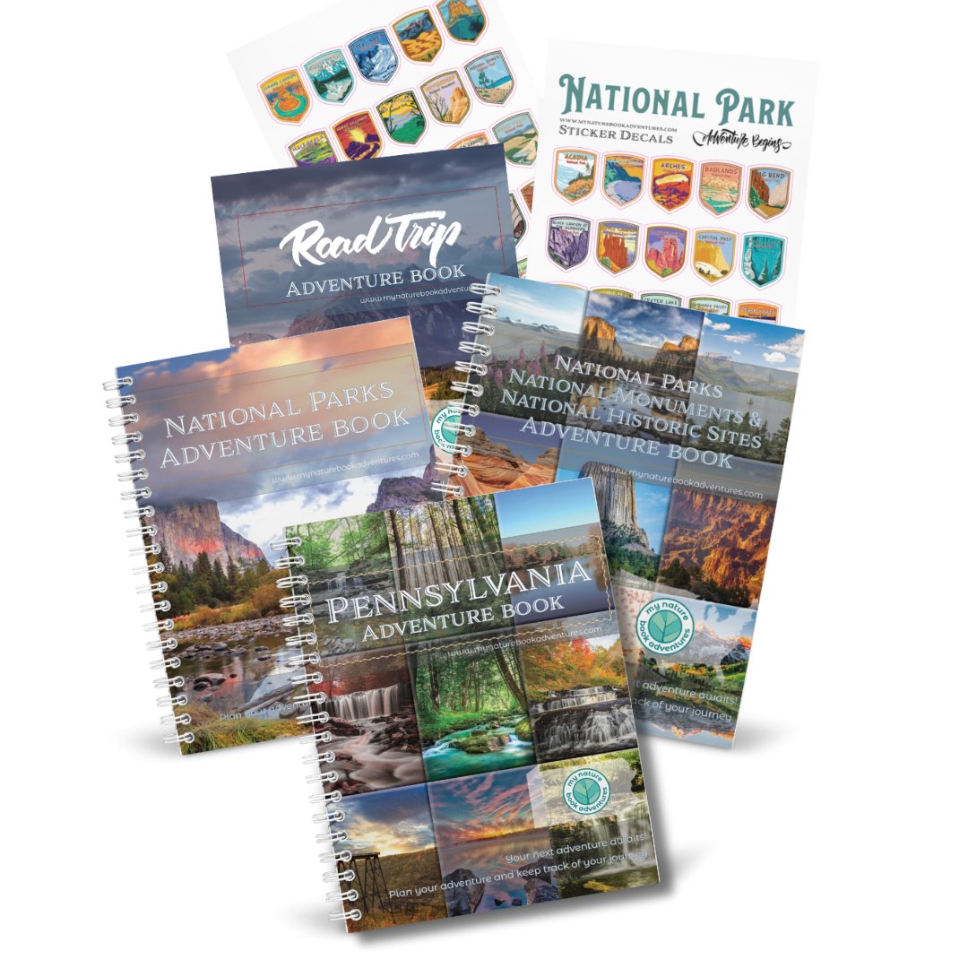 NEW Pennsylvania Adventure Book + National Park + National Parks, National Monuments, and National Historic Sites Combo + 63 Decals + Road Trip Adventure Book - My Nature Book Adventures