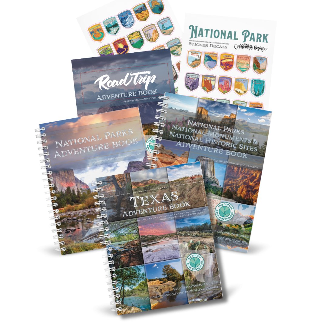 NEW Texas Adventure Book + National Park + National Parks, National Monuments, and National Historic Sites Combo + 63 Decals + Road Trip Adventure Book - My Nature Book Adventures