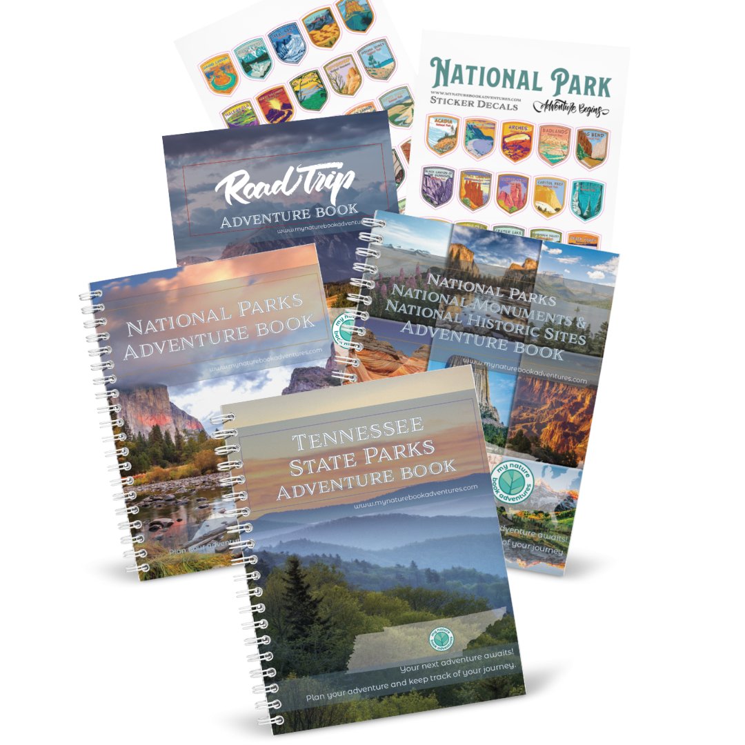 Tennessee State Park Adventure Book + National Park + National Parks, National Monuments, and National Historic Sites Combo + 63 Decals + Road Trip Adventure Book - My Nature Book Adventures