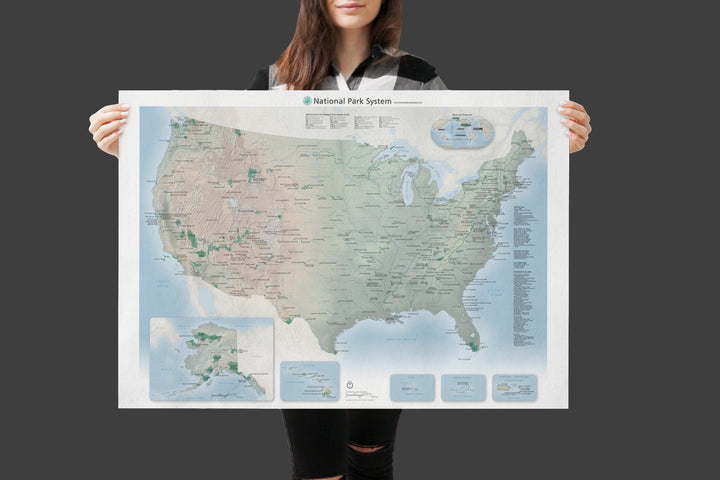 United States Memory Adventure Book + 24x36 National Park Detailed Map Poster Combo - My Nature Book Adventures