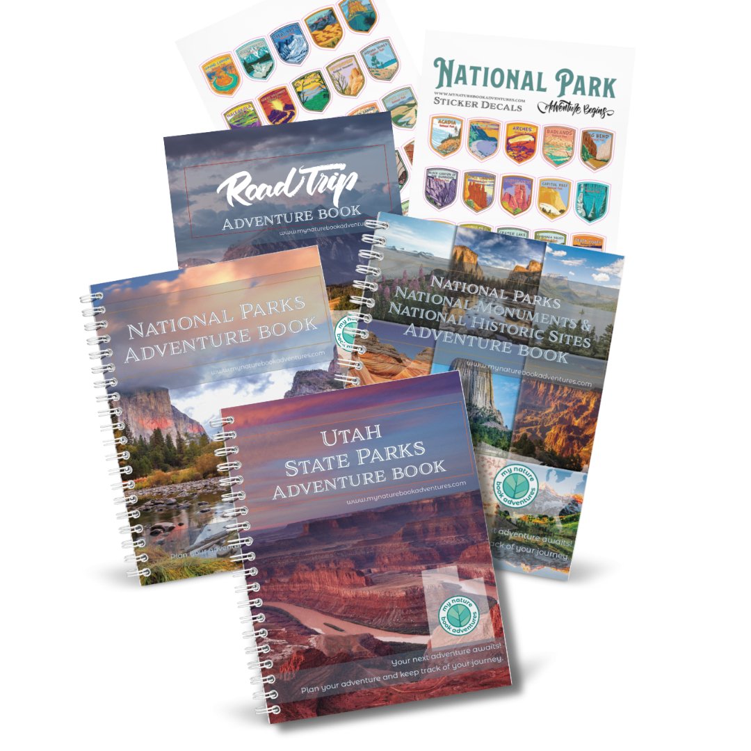 Utah State Park Adventure Book + National Park + National Parks, National Monuments, and National Historic Sites Combo + 63 Decals + Road Trip Adventure Book - My Nature Book Adventures