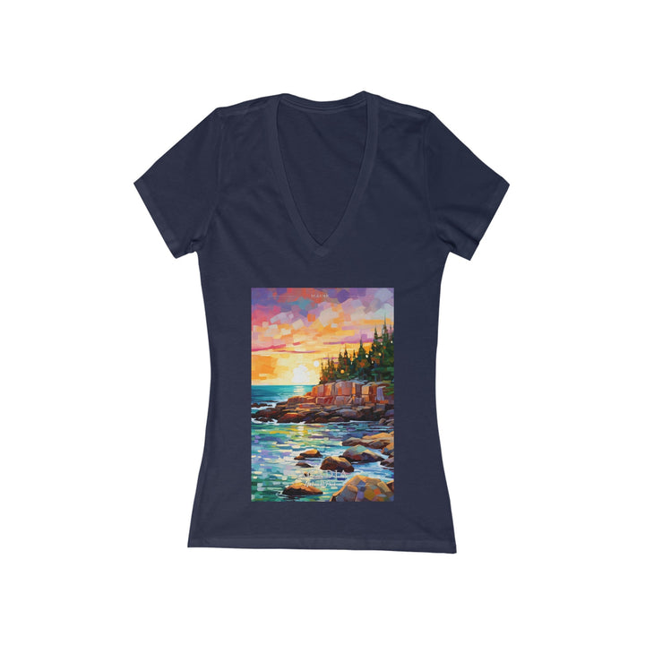 Women's Deep V - Neck T - Shirt - Acadia National Park - My Nature Book Adventures