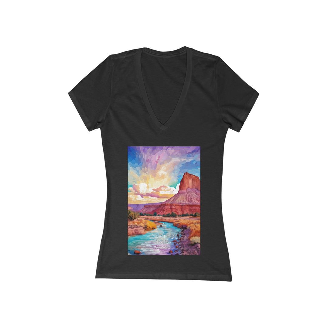 Women's Deep V - Neck T - Shirt - Capitol Reef National Park - My Nature Book Adventures