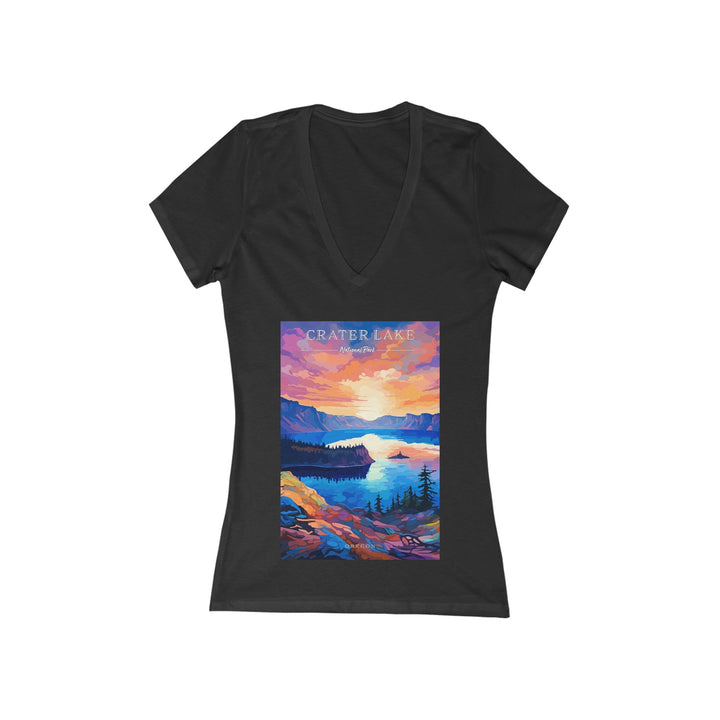 Women's Deep V - Neck T - Shirt - Crater Lake National Park - My Nature Book Adventures