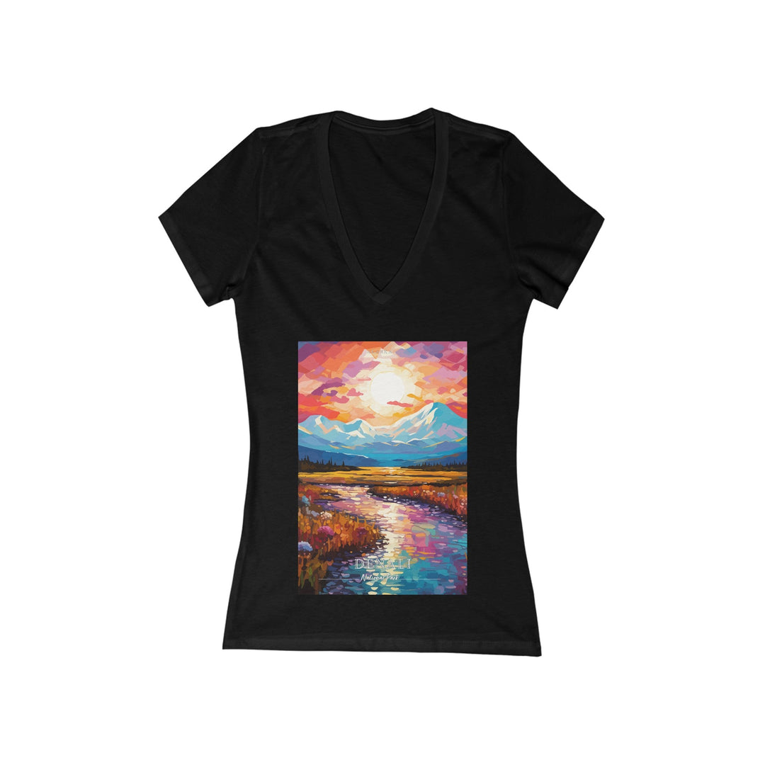Women's Deep V - Neck T - Shirt - Denali National Park - My Nature Book Adventures