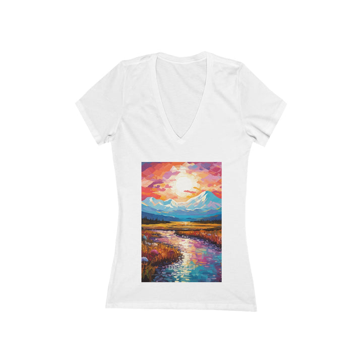 Women's Deep V - Neck T - Shirt - Denali National Park - My Nature Book Adventures