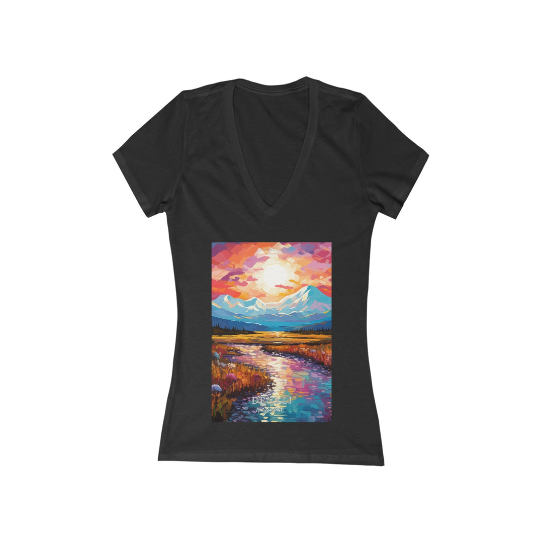 Women's Deep V - Neck T - Shirt - Denali National Park - My Nature Book Adventures