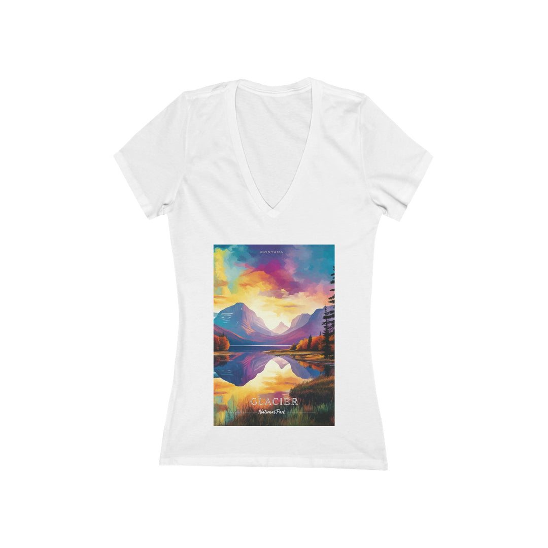 Women's Deep V - Neck T - Shirt - Glacier National Park - My Nature Book Adventures