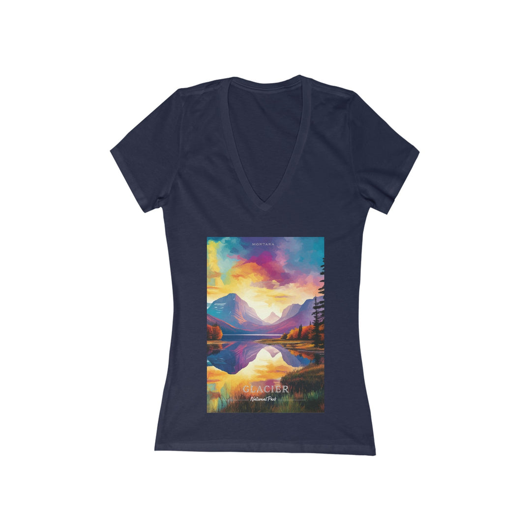 Women's Deep V - Neck T - Shirt - Glacier National Park - My Nature Book Adventures