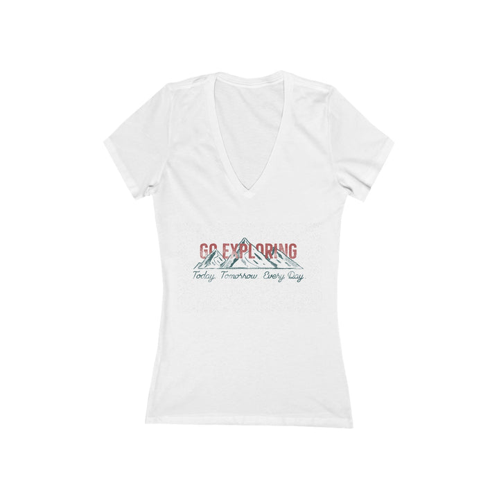 Women's Deep V-Neck T-Shirt - Go Exploring - Today, Tomorrow, Every Day - My Nature Book Adventures