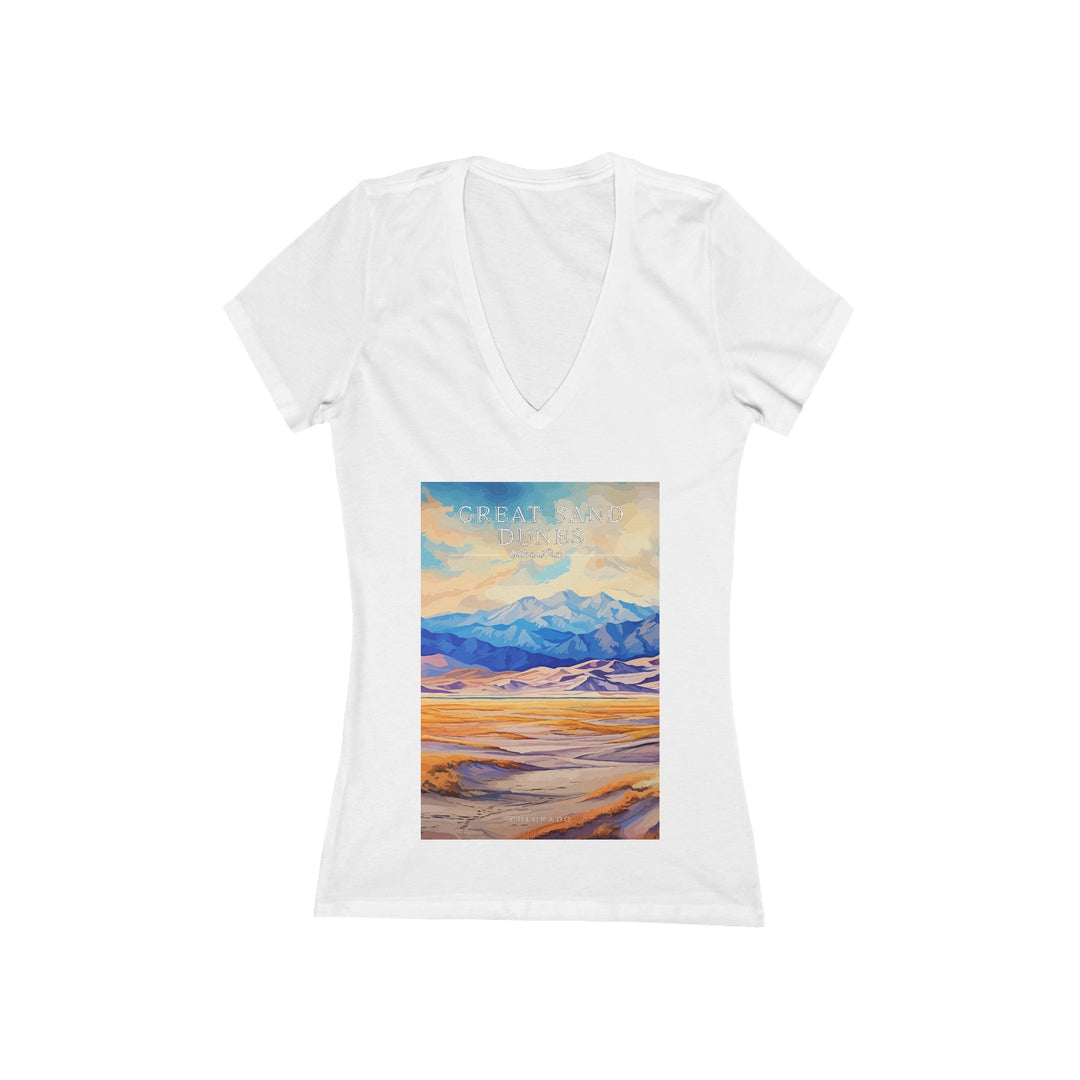 Women's Deep V - Neck T - Shirt - Great Sand Dunes National Park - My Nature Book Adventures