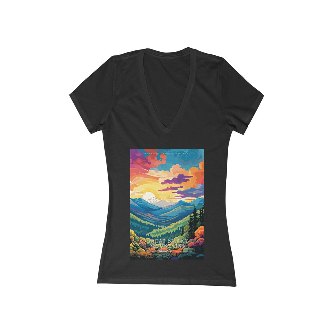 Women's Deep V - Neck T - Shirt - Great Smoky Mountains National Park - My Nature Book Adventures