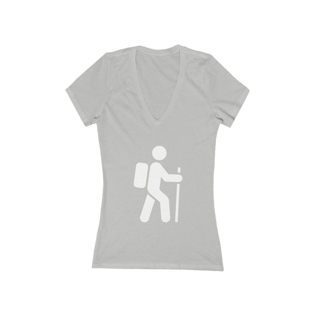 Women's Deep V - Neck T - Shirt - Hiking Icon - My Nature Book Adventures