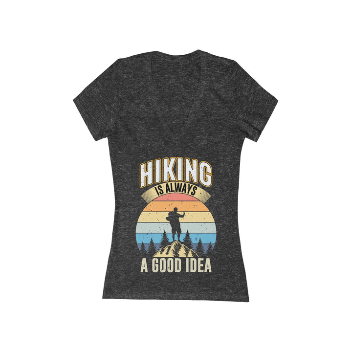 Women's Deep V-Neck T-Shirt - Hiking is Always a Good Idea - My Nature Book Adventures