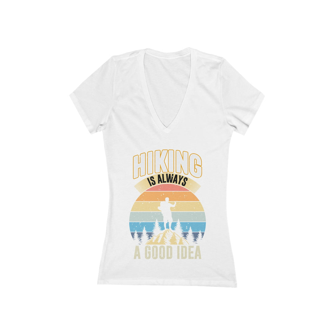 Women's Deep V-Neck T-Shirt - Hiking is Always a Good Idea - My Nature Book Adventures