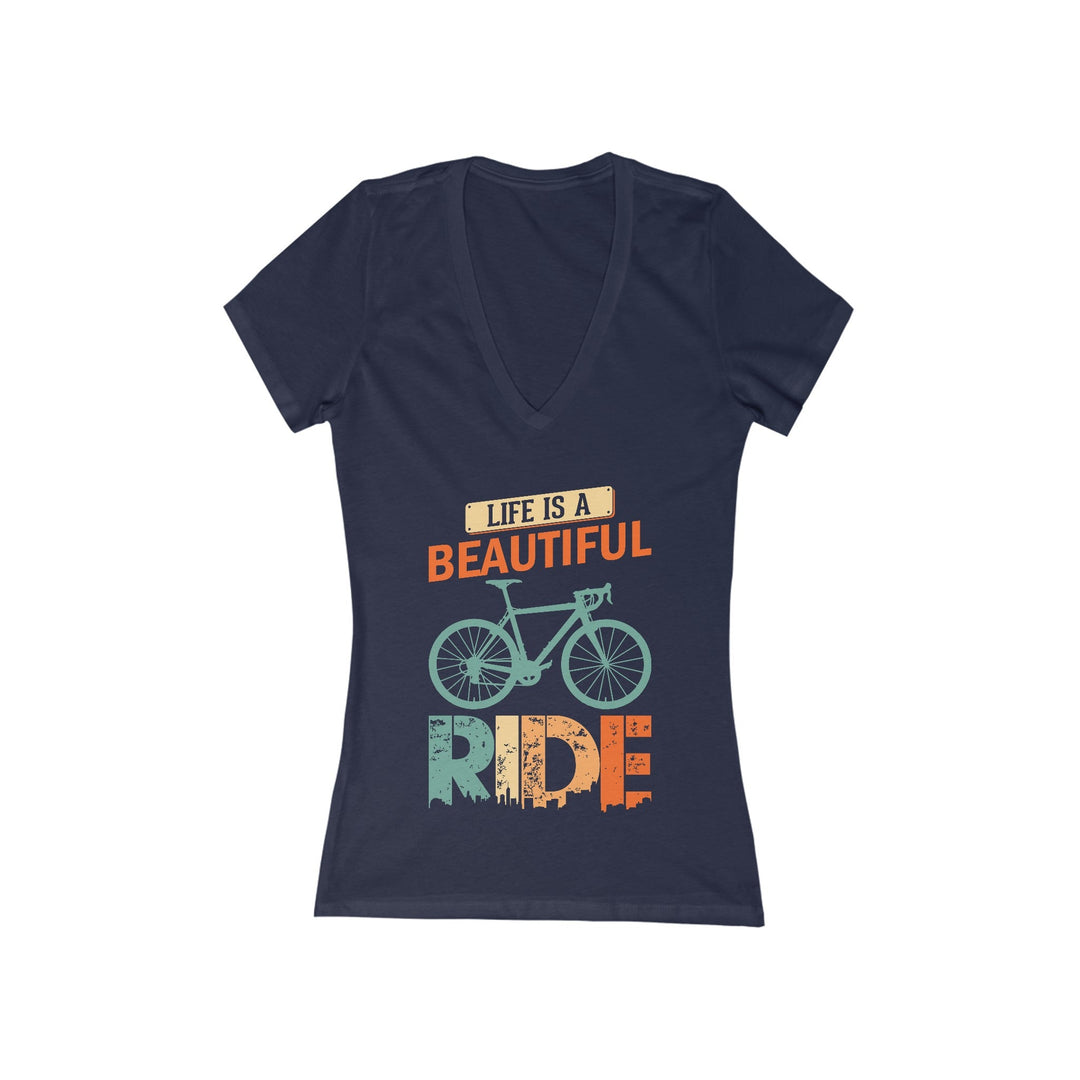 Women's Deep V-Neck T-Shirt - Life is a Beautiful Ride - My Nature Book Adventures
