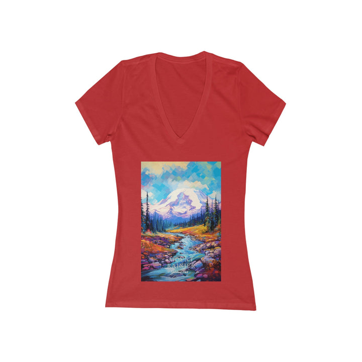Women's Deep V - Neck T - Shirt - Mount Rainier National Park - My Nature Book Adventures