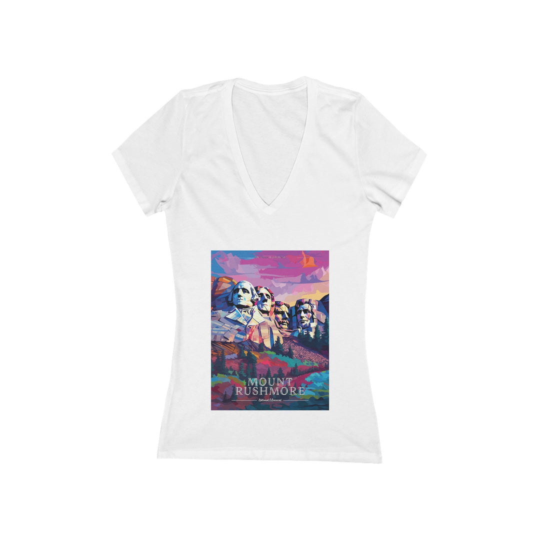 Women's Deep V - Neck T - Shirt - Mount Rushmore National Memorial - My Nature Book Adventures