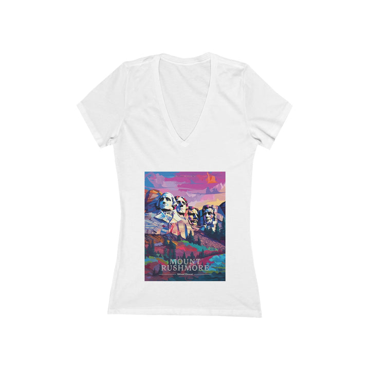 Women's Deep V - Neck T - Shirt - Mount Rushmore National Memorial - My Nature Book Adventures