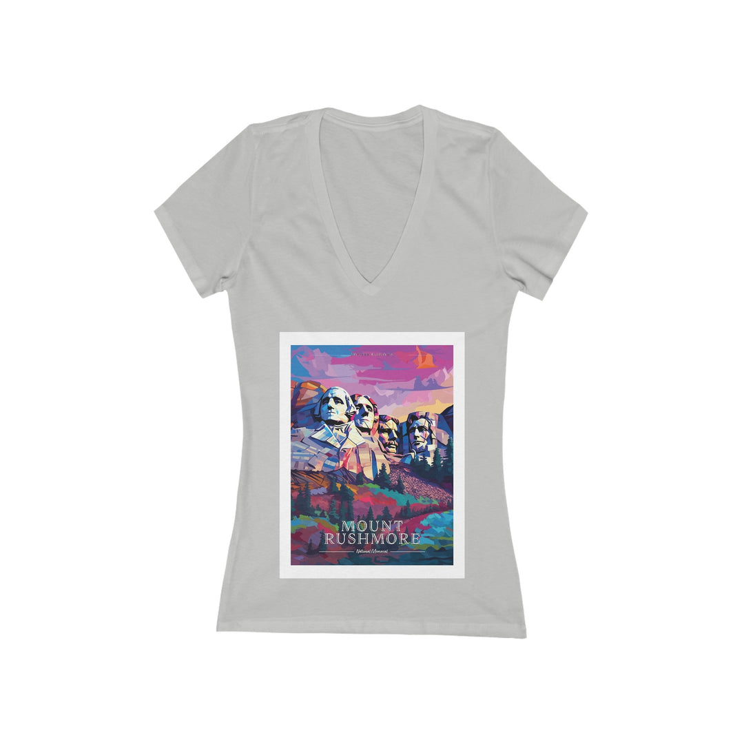 Women's Deep V - Neck T - Shirt - Mount Rushmore National Memorial - My Nature Book Adventures