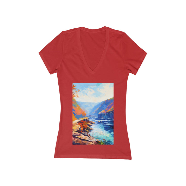 Women's Deep V - Neck T - Shirt - New River Gorge National Park - My Nature Book Adventures