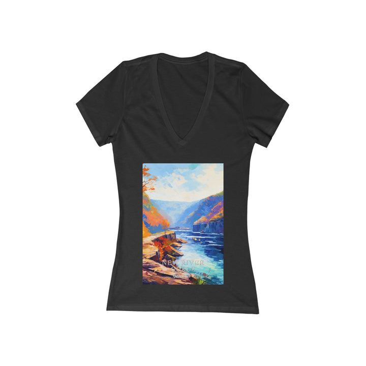 Women's Deep V - Neck T - Shirt - New River Gorge National Park - My Nature Book Adventures