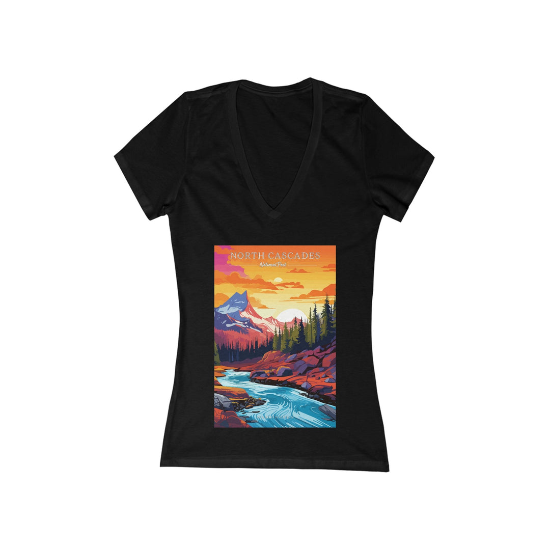 Women's Deep V - Neck T - Shirt - North Cascades National Park - My Nature Book Adventures