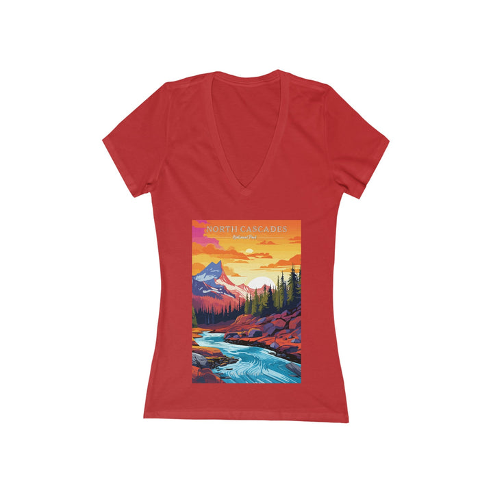 Women's Deep V - Neck T - Shirt - North Cascades National Park - My Nature Book Adventures