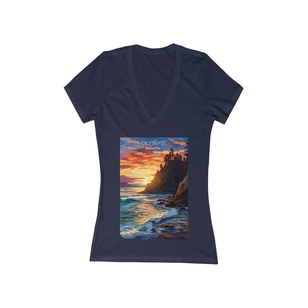 Women's Deep V - Neck T - Shirt - Olympic National Park - My Nature Book Adventures