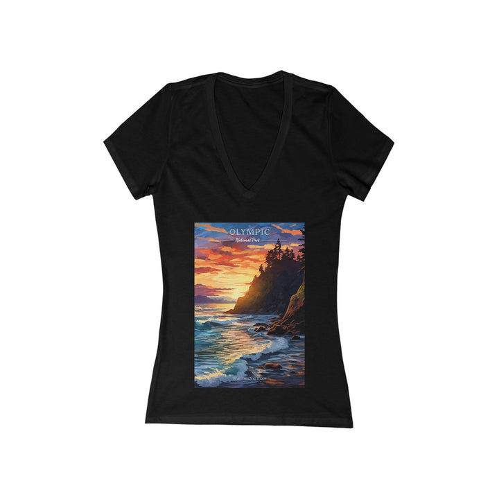 Women's Deep V - Neck T - Shirt - Olympic National Park - My Nature Book Adventures