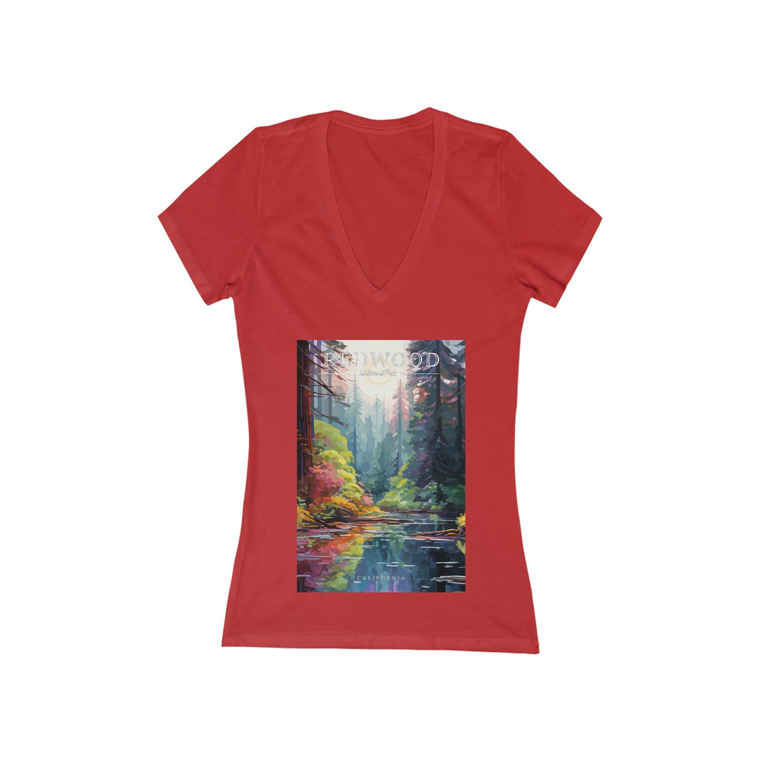 Women's Deep V - Neck T - Shirt - Redwood National Park - My Nature Book Adventures