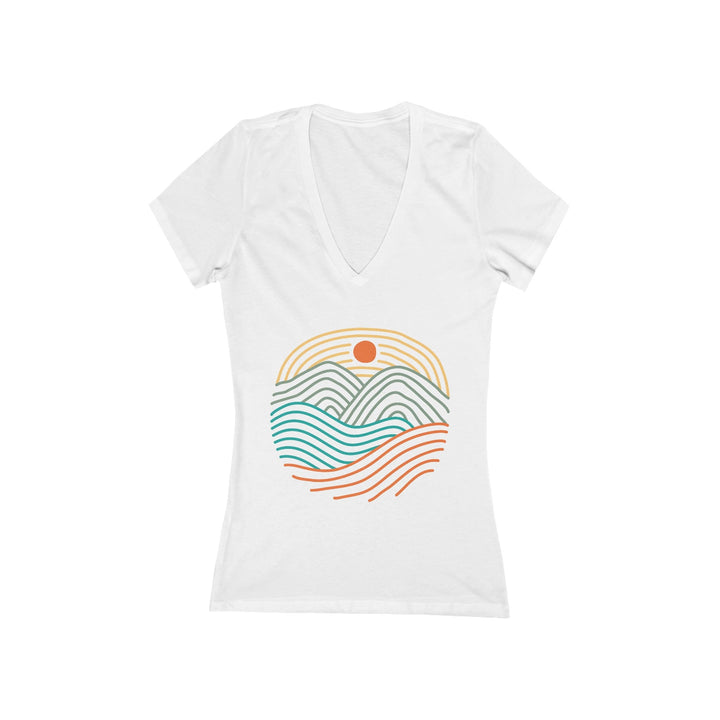 Women's Deep V - Neck T - Shirt - Sunrise - My Nature Book Adventures