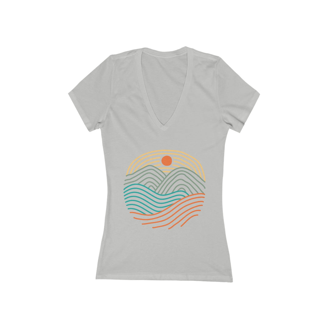 Women's Deep V - Neck T - Shirt - Sunrise - My Nature Book Adventures