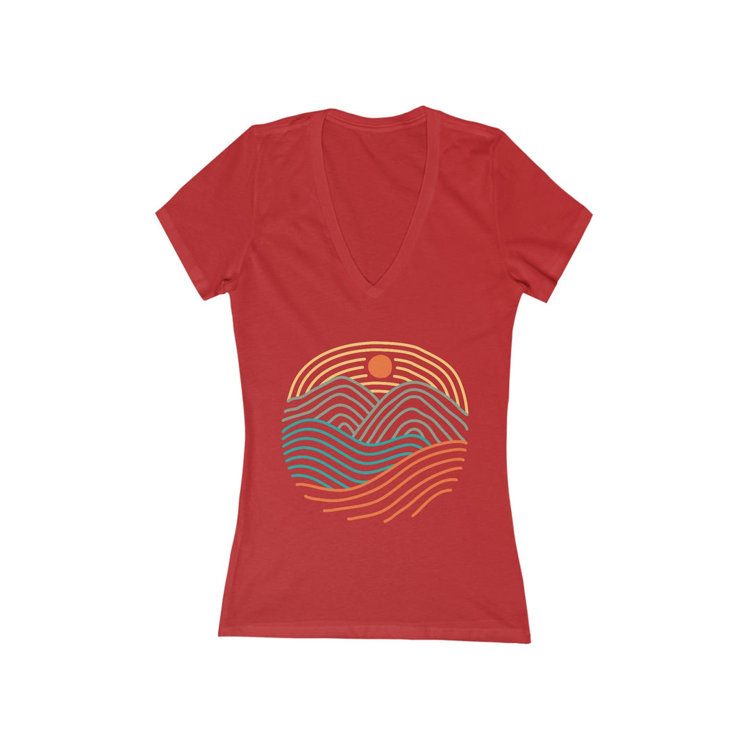 Women's Deep V - Neck T - Shirt - Sunrise - My Nature Book Adventures