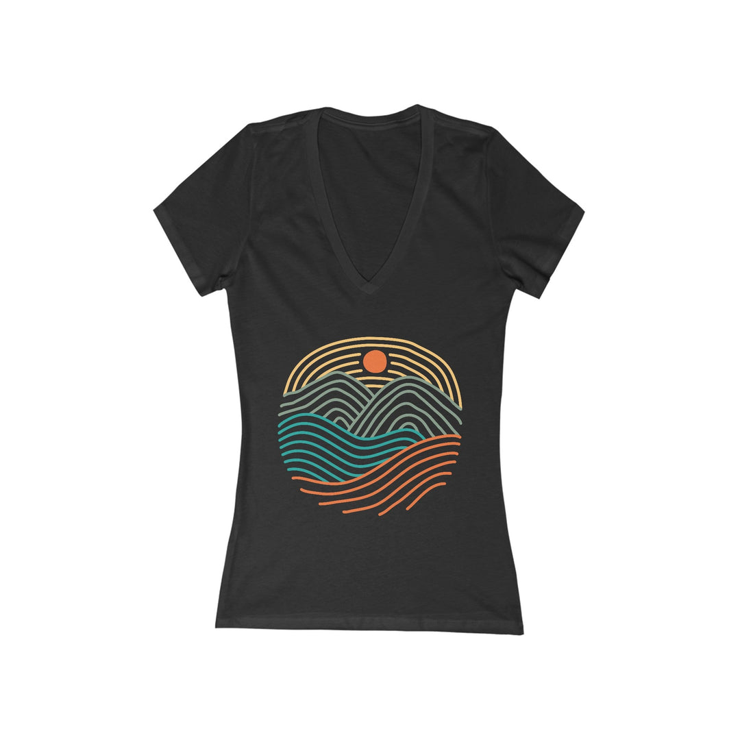 Women's Deep V - Neck T - Shirt - Sunrise - My Nature Book Adventures